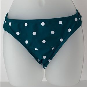 Green polka dot hipster bikini bottoms size Med